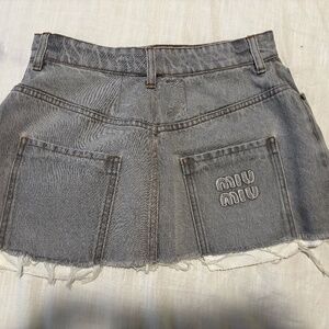 MIU MIU WOMEN'S DENIM SKIRT GREY